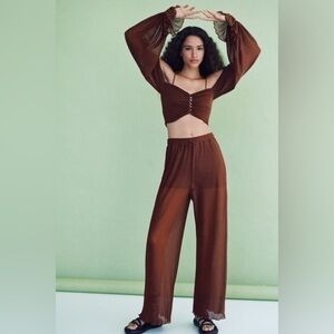 Zara pleated wide leg pants brown 0219/109